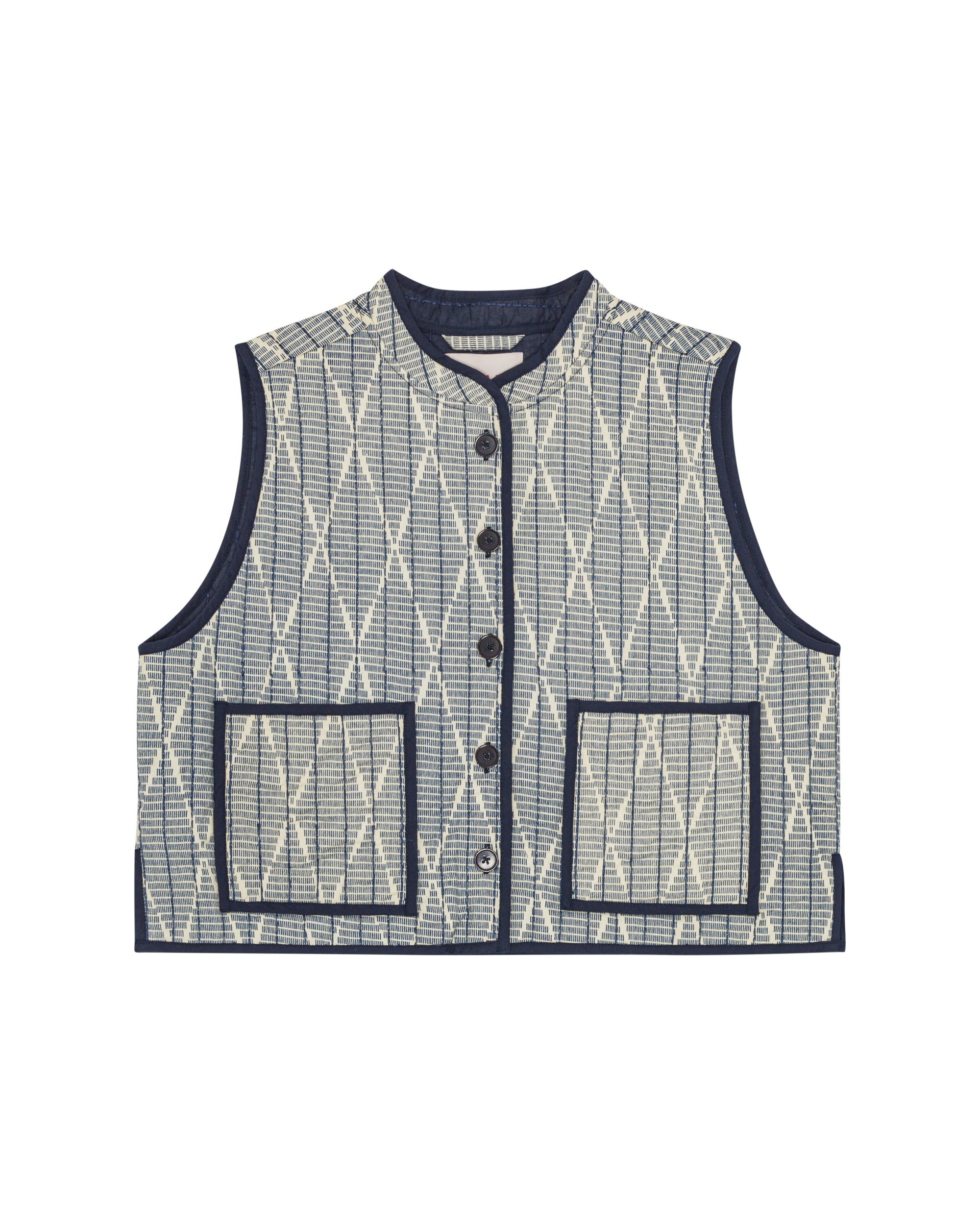 HABIBA AMINA IKAT SHORT QUILTED WAISTCOAT Waistcoat INDIGO