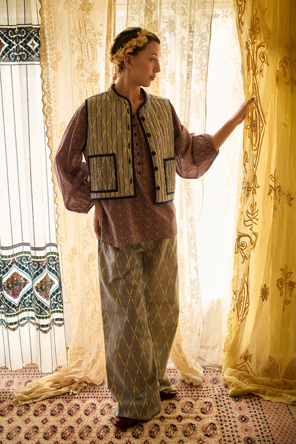 HABIBA AMINA IKAT SHORT QUILTED WAISTCOAT Waistcoat INDIGO