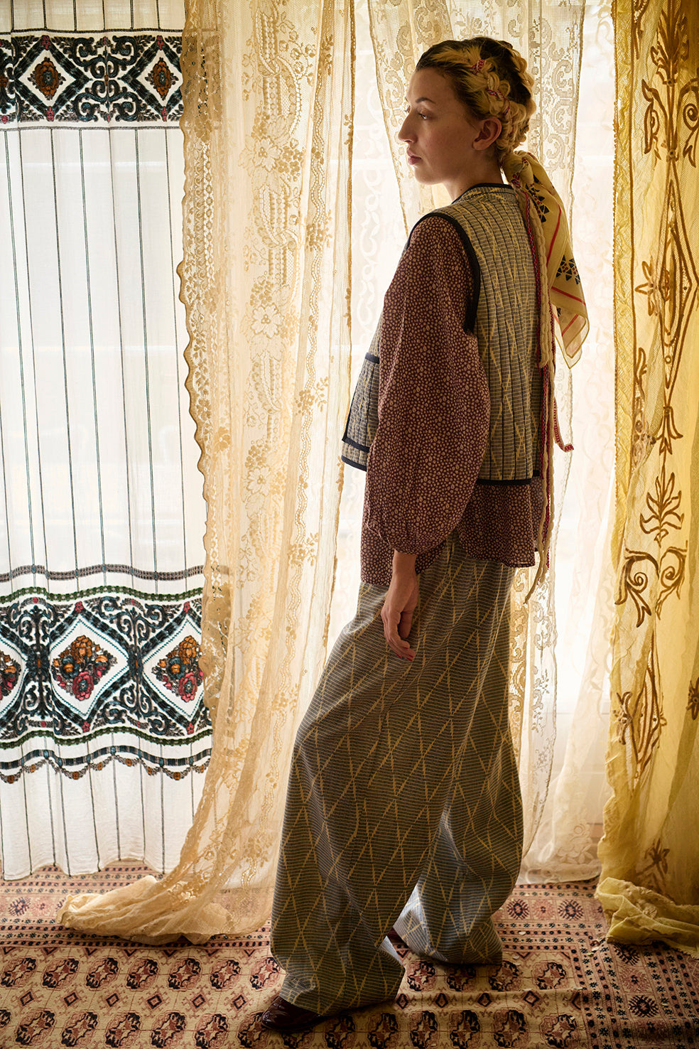 HABIBA AMINA IKAT SHORT QUILTED WAISTCOAT Waistcoat INDIGO