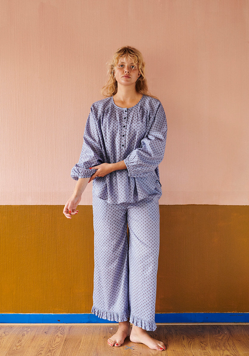 HABIBA ASTRID BLOUSE W. PLACKET Blouse SAPPHIRE