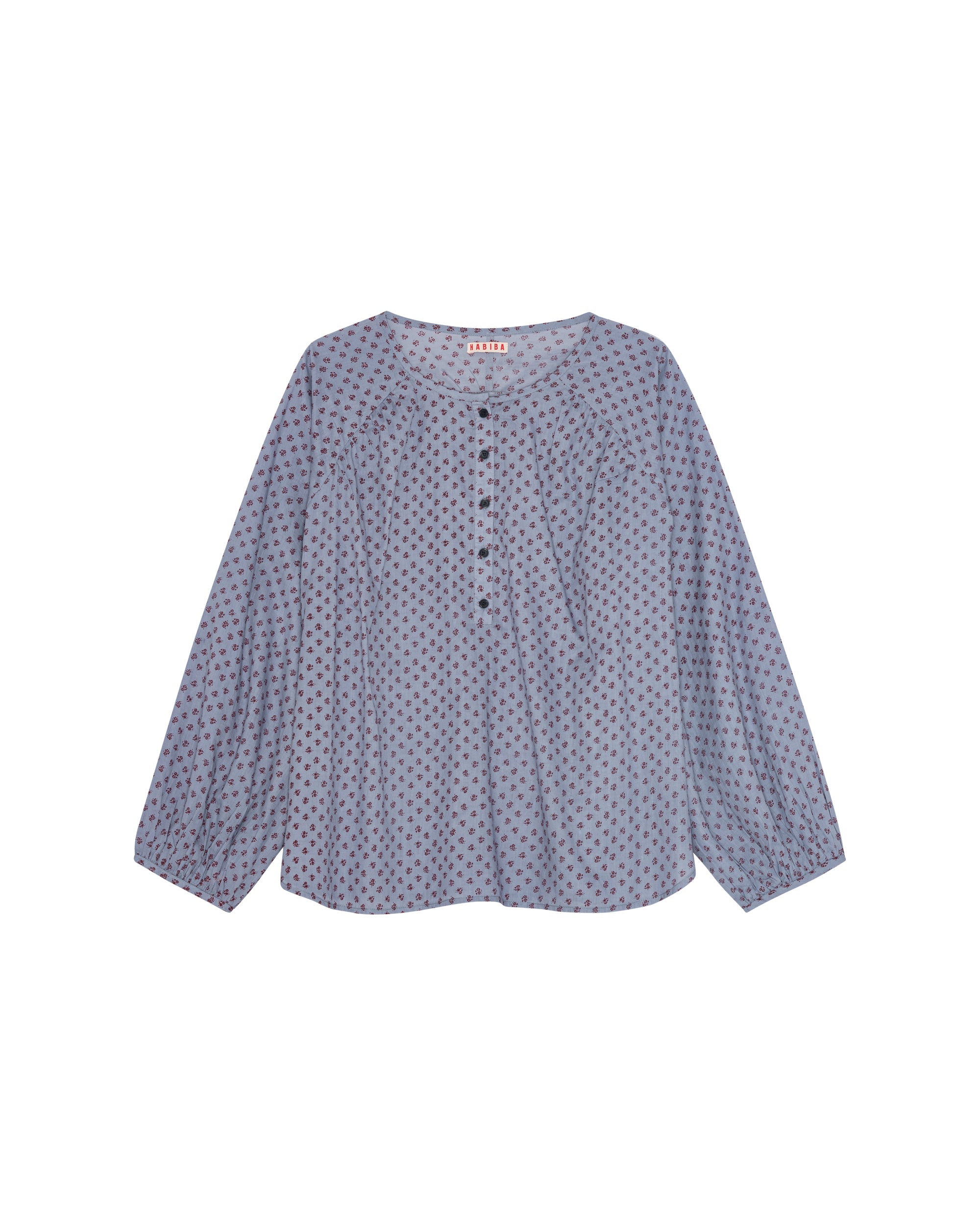 HABIBA ASTRID BLOUSE W. PLACKET Blouse SAPPHIRE