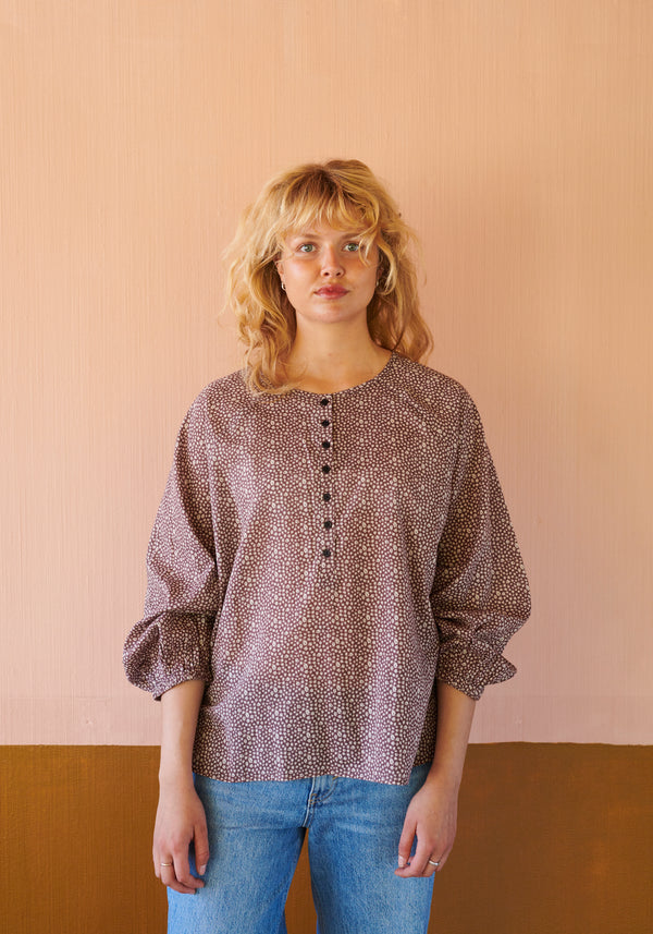 HABIBA AUTUMN LEAF BLOUSE W/ PLACKET Blouse BURGUNDY