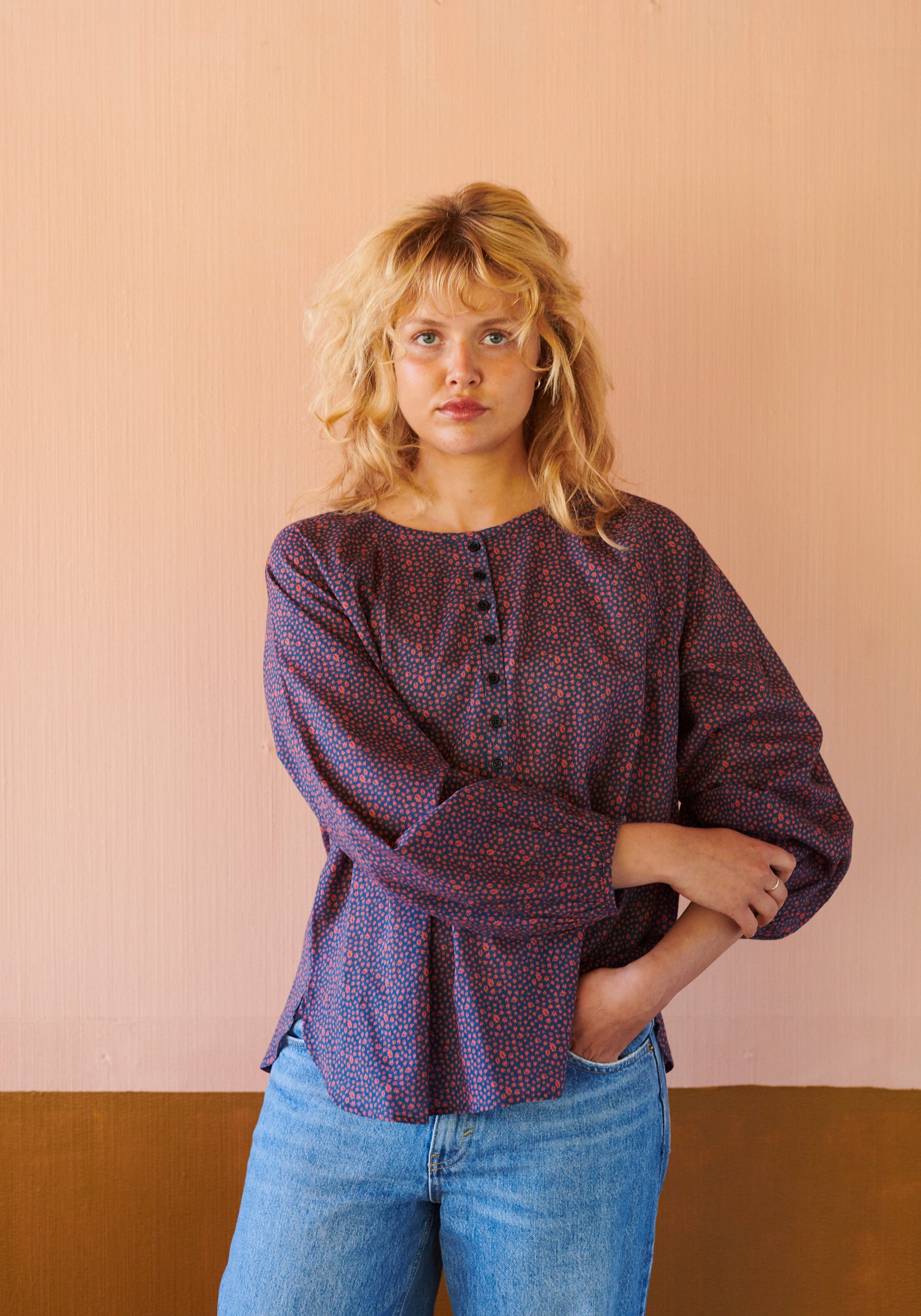 HABIBA AUTUMN LEAF BLOUSE W/ PLACKET Blouse LOVE