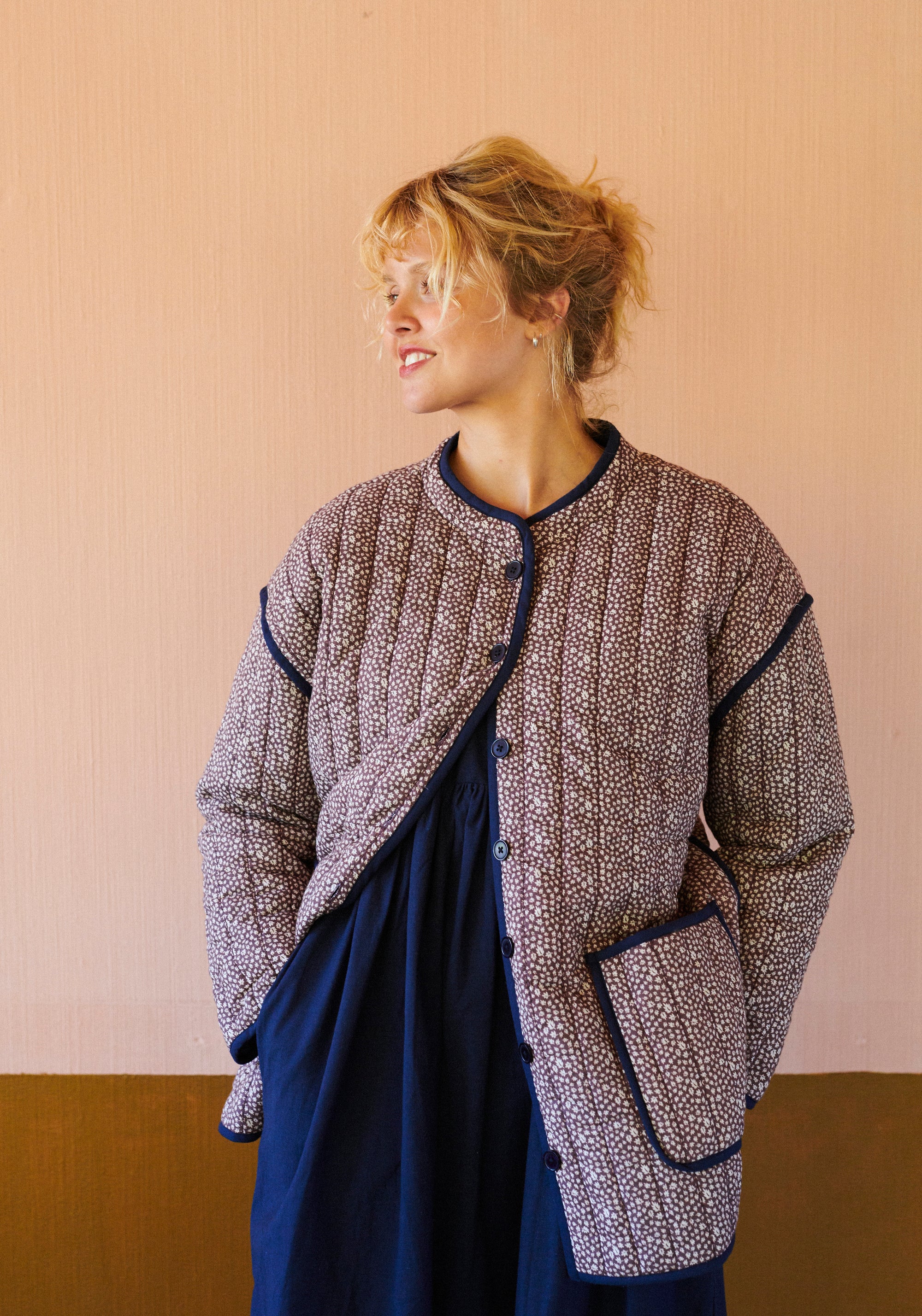 HABIBA AUTUMN LEAF QUILTED COAT Coat BURGUNDY