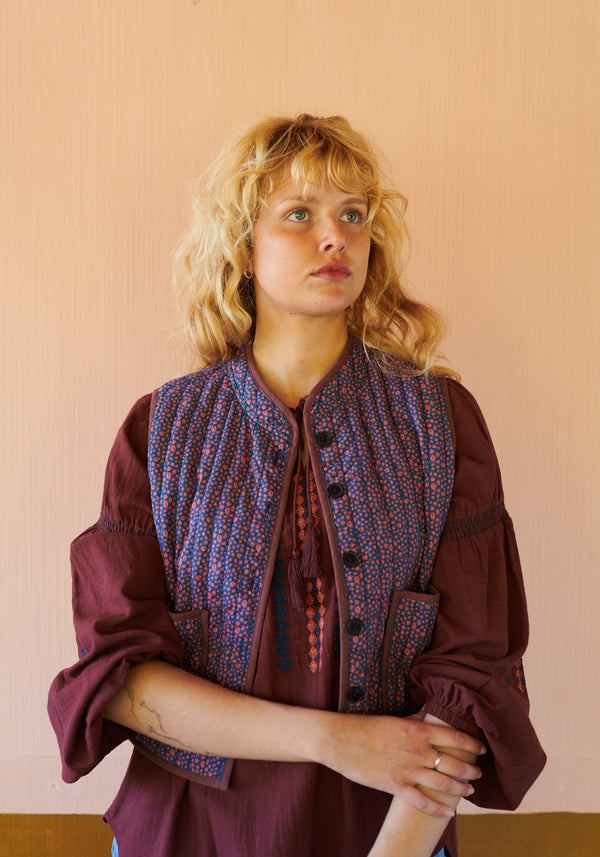 HABIBA AUTUMN LEAF SHORT QUILTED WAISTCOAT Waistcoat LOVE