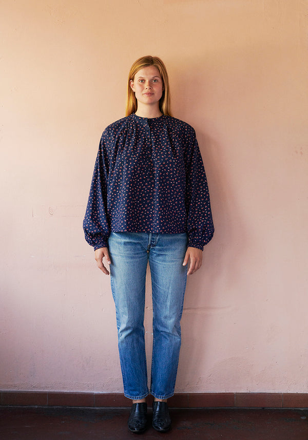 HABIBA FLEUR BLOUSE WITH GATHERINGS Blouse INDIGO