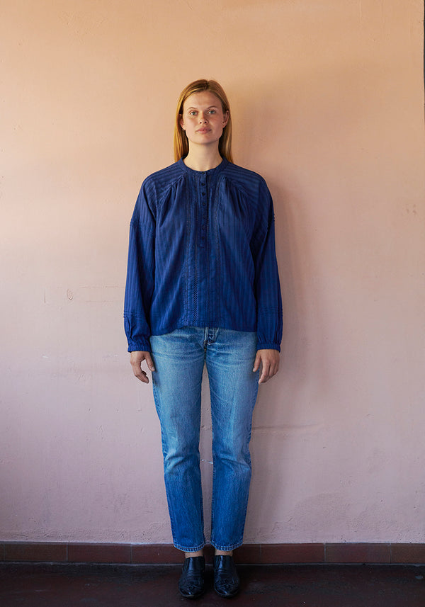 HABIBA LAURA BLOUSE WITH GATHERINGS Blouse INDIGO