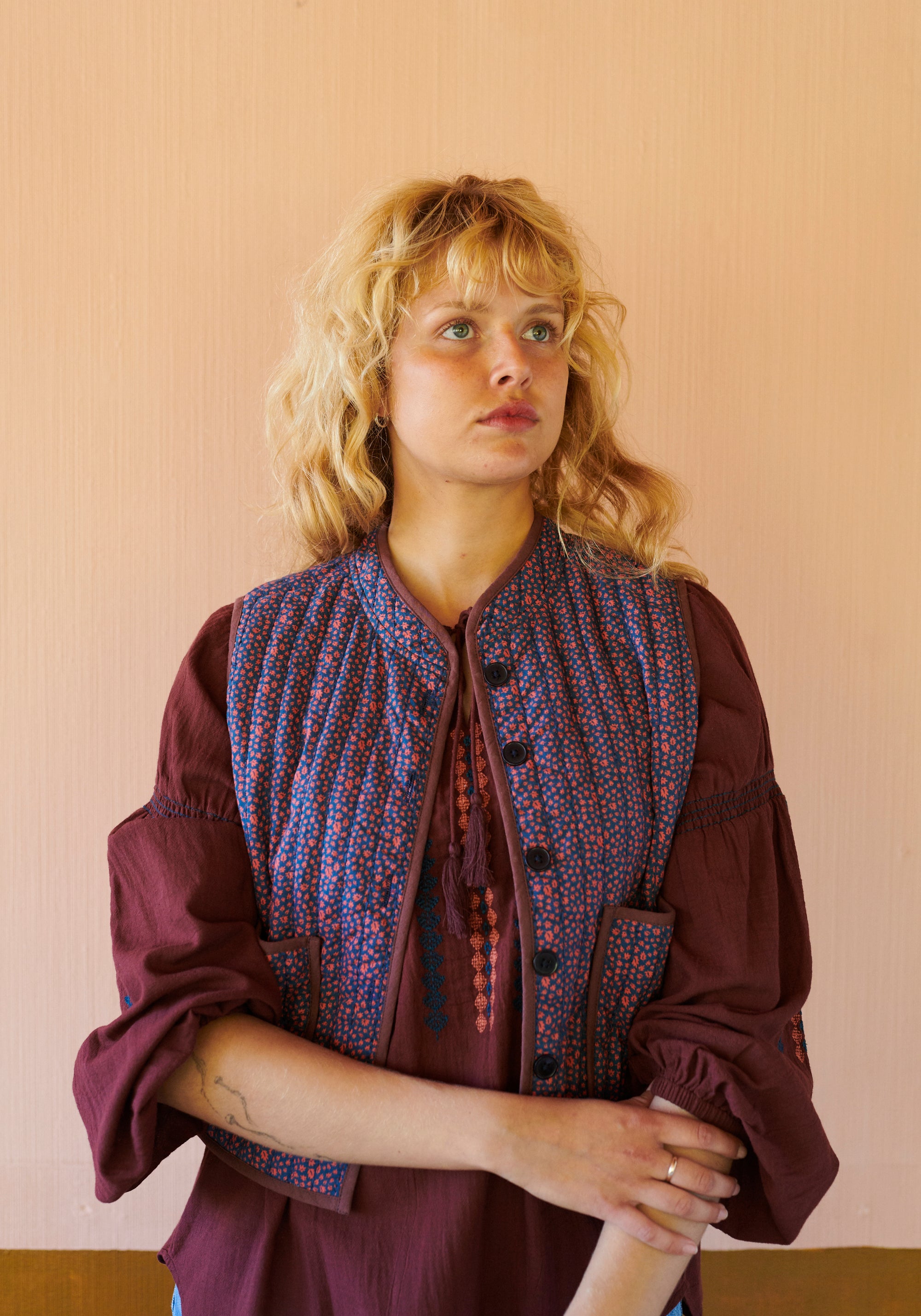 HABIBA ROMANIA BLOUSE W/ BELL SLEEVE Blouse BURGUNDY