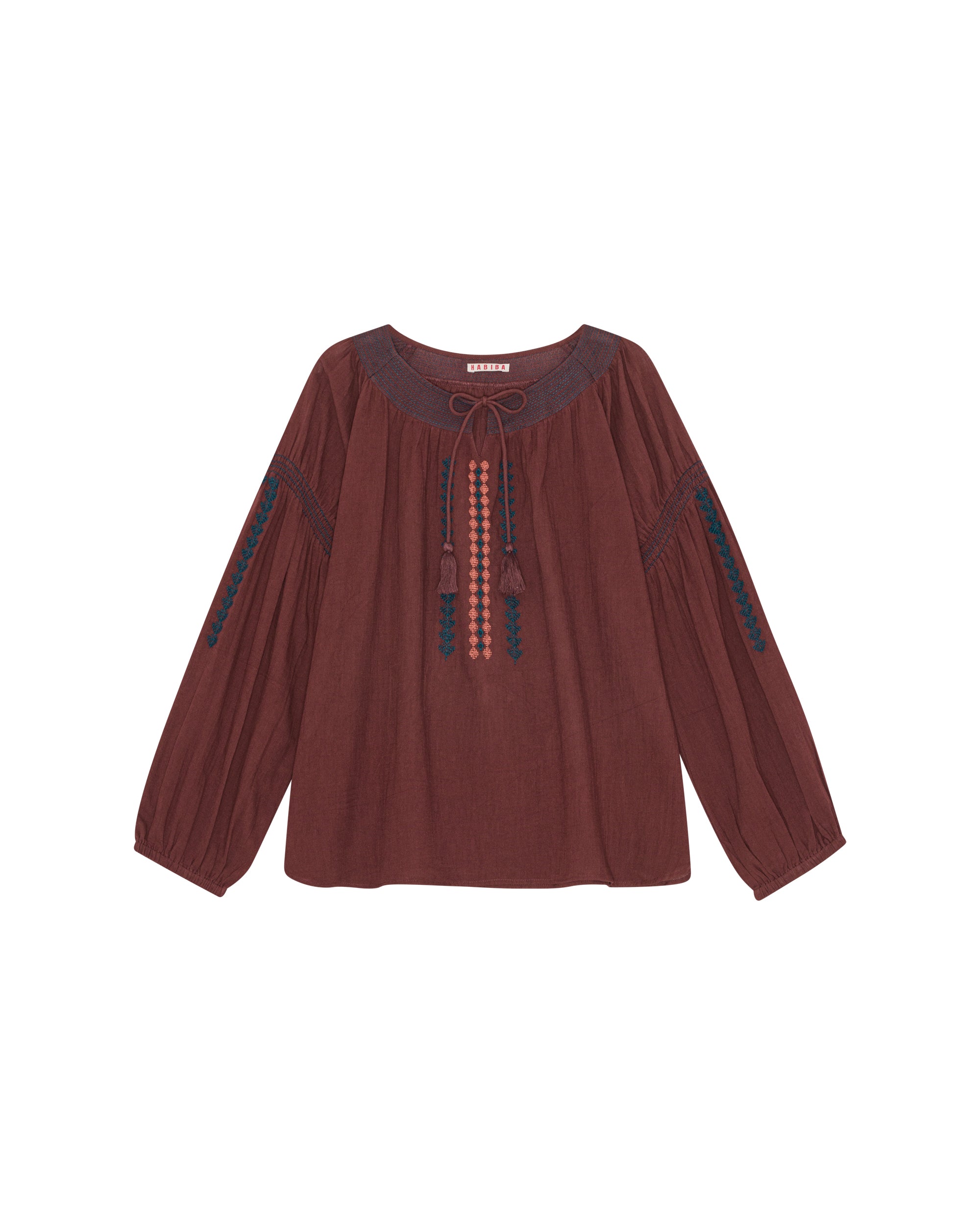 HABIBA ROMANIA BLOUSE W/ BELL SLEEVE Blouse BURGUNDY