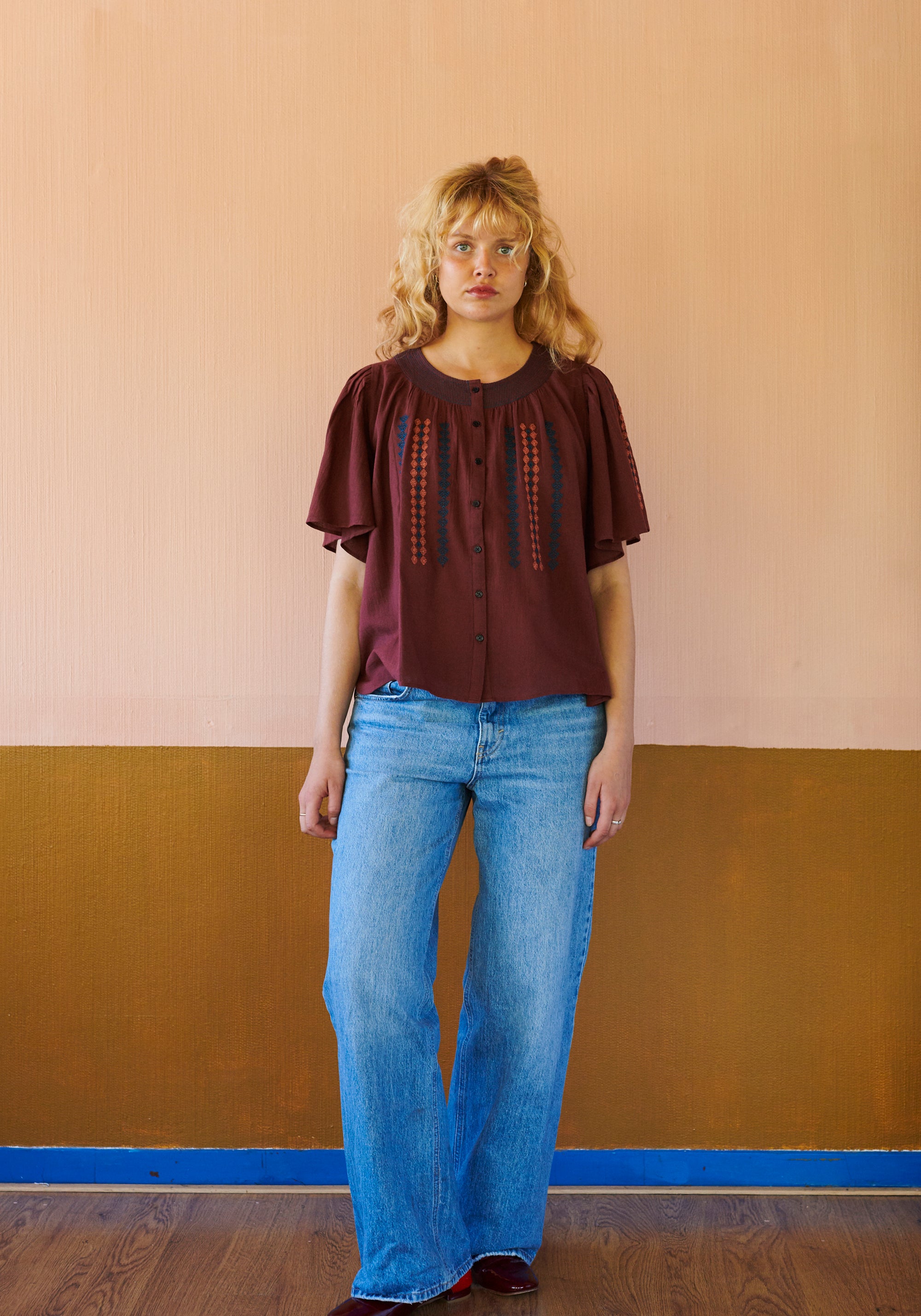 HABIBA ROMANIA BUTTERFLY SHIRT Shirt BURGUNDY