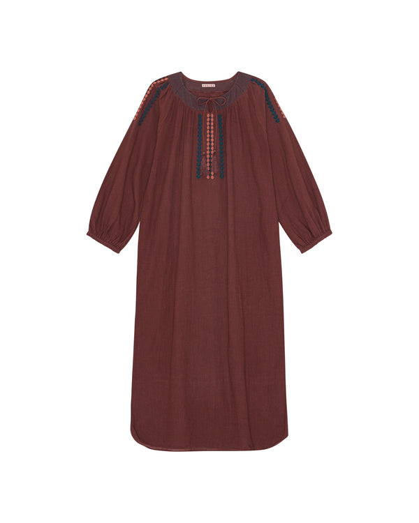 HABIBA ROMANIA LONG DRESS Dress BURGUNDY